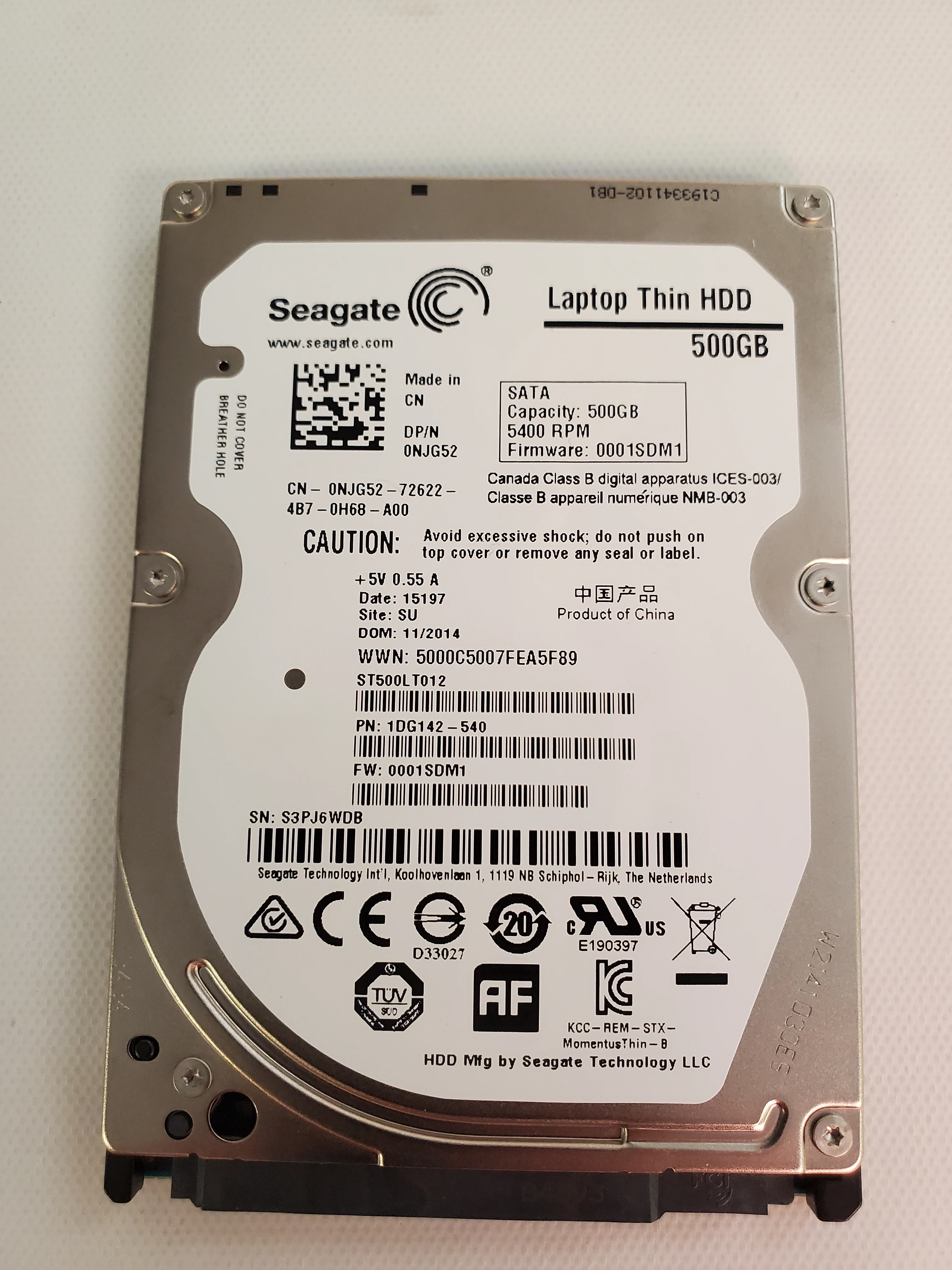 

Dell NJG52 500GB Internal Hard Disk Drive - 25 inch - 5400 RPM - SATA - 3Gbps - 16MB Cache - Used-Like New