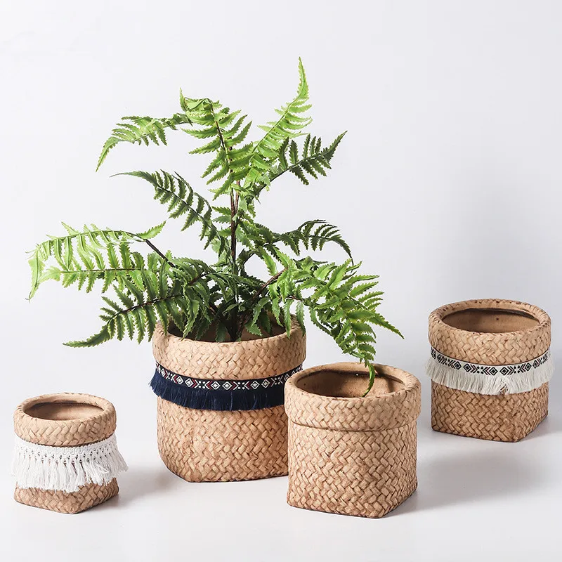 

1pc Nordic Flower Pot Ceramic Pot Antique Sack Round Cute Literary Indoor Flowerpot With Hole Plant Pot