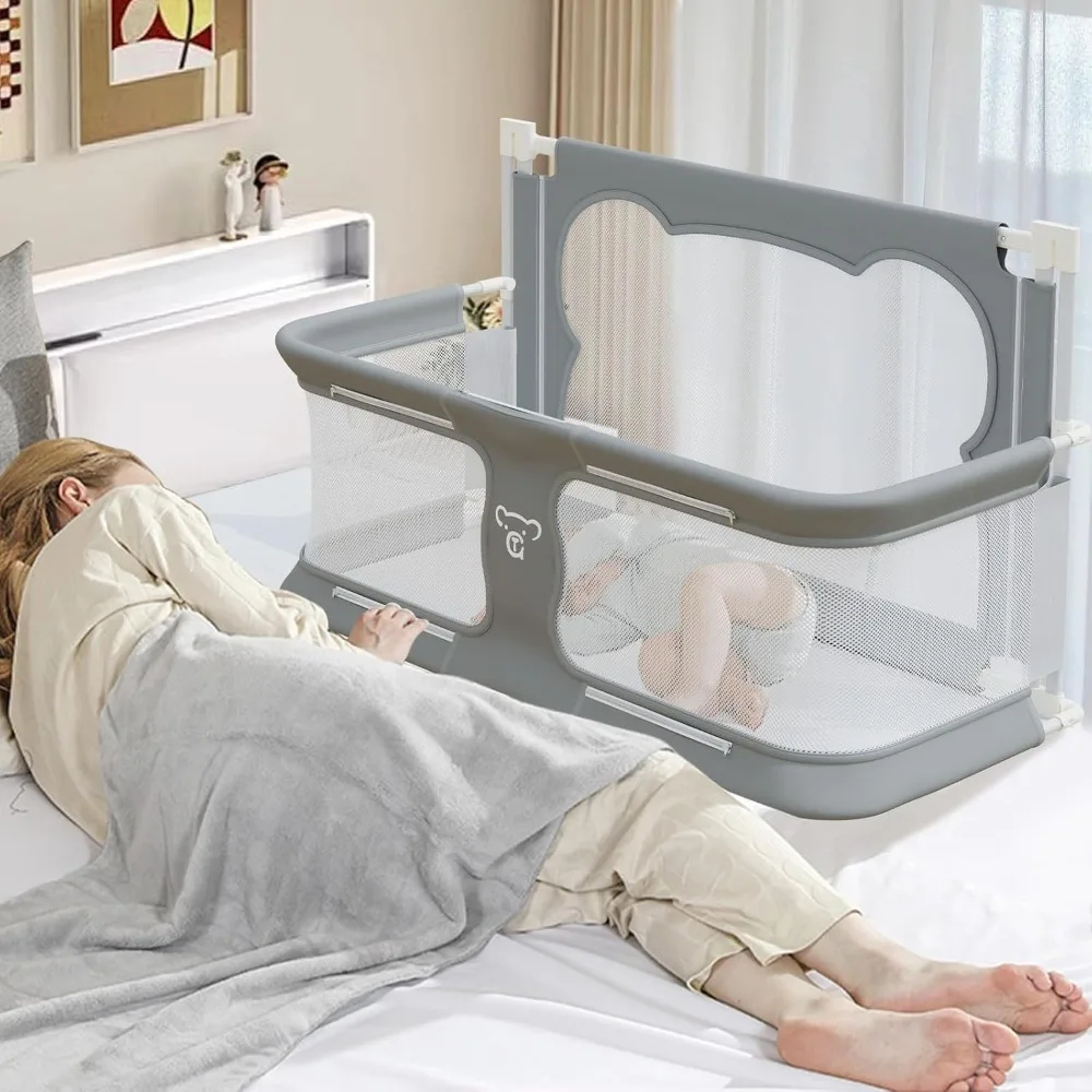 

3 in 1 Baby Bassinet Bedside Sleeper Portable Crib, Foldable Bed Rail for Toddlers, Co-Sleeping Baby Bed, Playpen, Suitable for