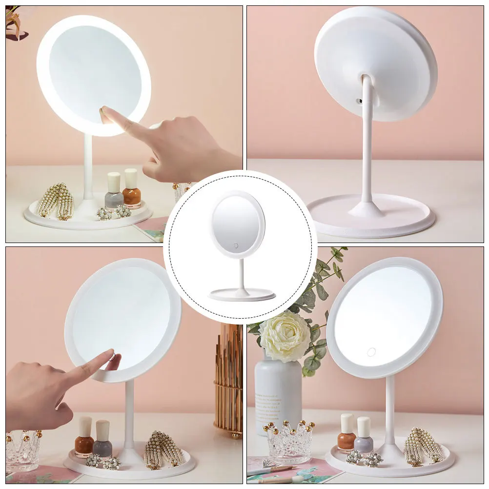 1세트 LED 메이크업 거울 USB 충전 고화질 조절 가능한 조명 데스크탑 화장대 거울 침실용 휴대용