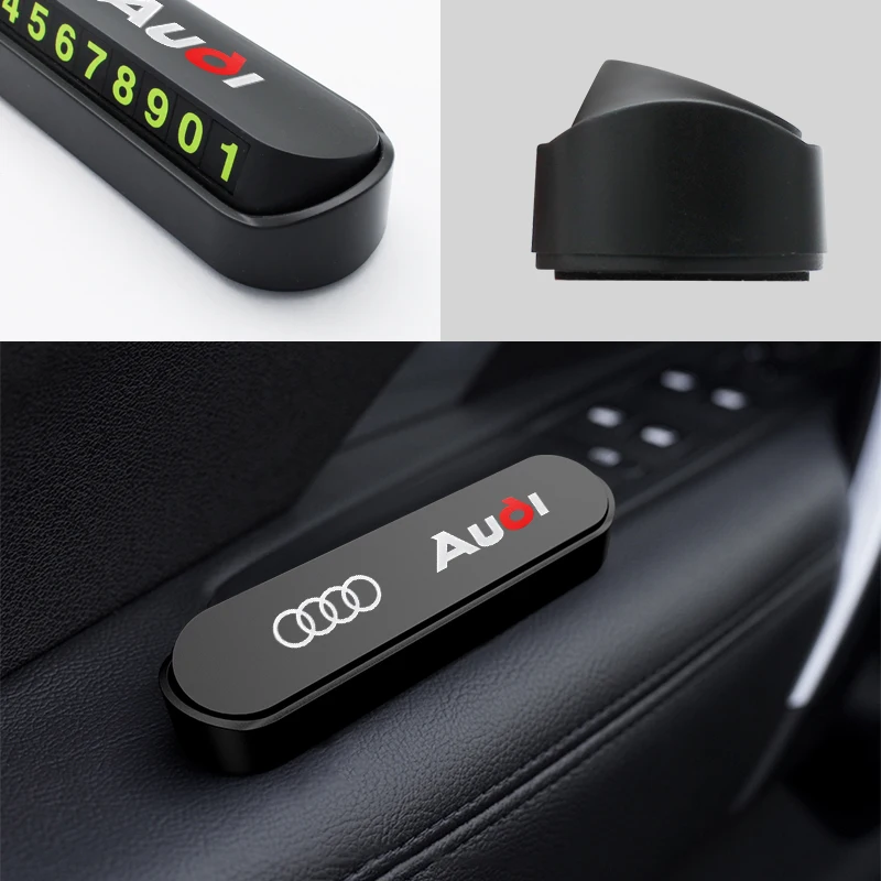 Hidden Car Temporary Parking Card Telephone Number Plate Auto Accessories For Audi A3 A4 A5 A6 A7 A8 Q3 Q5 Q7 Q8 B7 B8 TT Sline