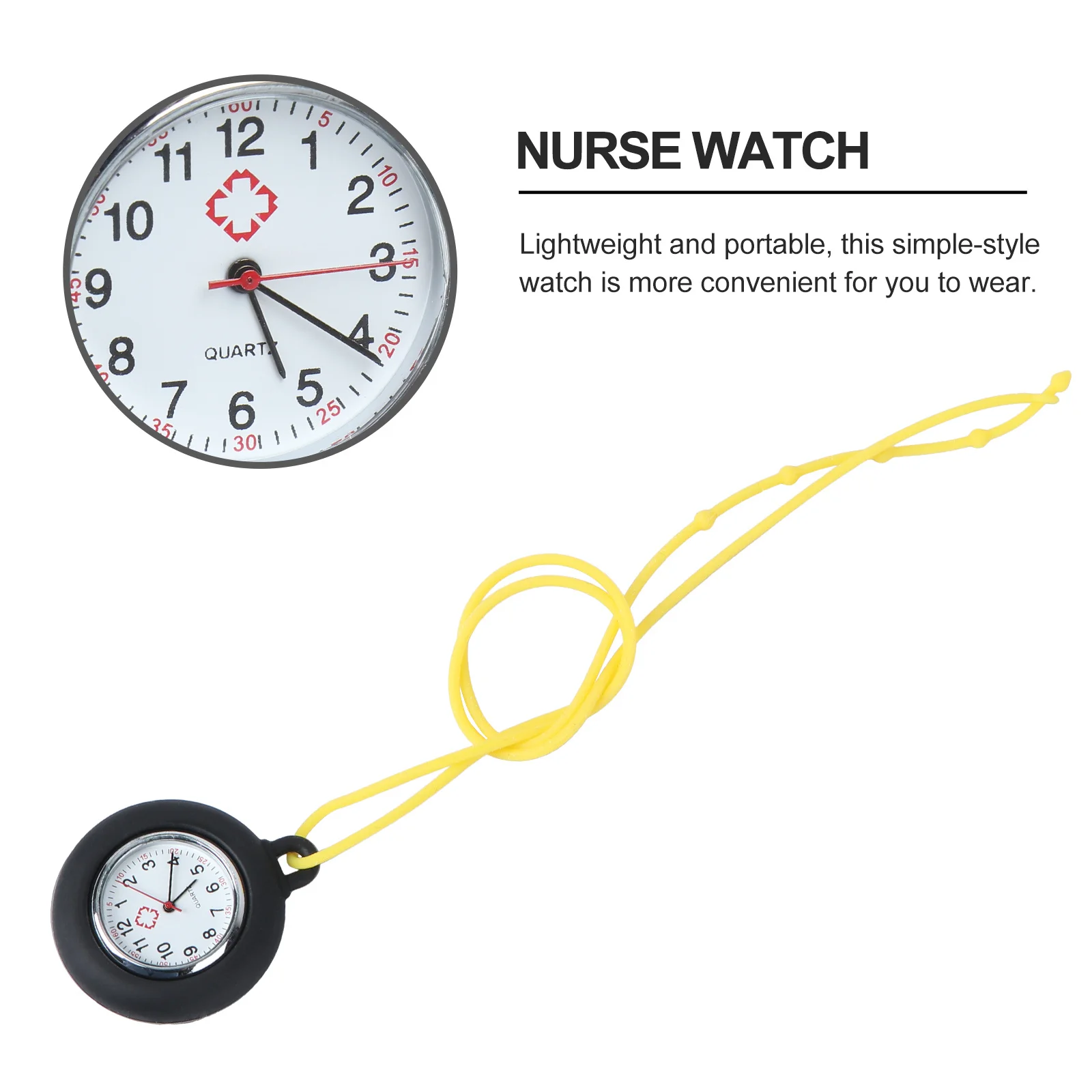 

Силиконовые подвесные часы черного цвета с красочным ремешком для медсестры, врача, медицинского персонала, портативные карманные часы, легкий, прочный