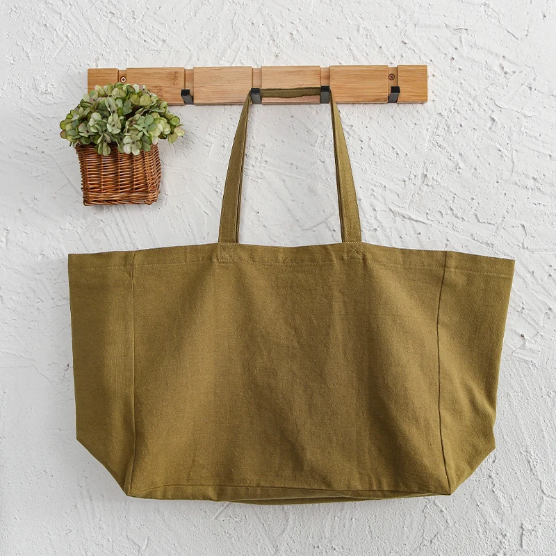 Retro Cotton Linen Shoulder Bags Large Capacity Handbag Portable Shopping Bag Supermarket Environmental Cloth Pouch Women Bag