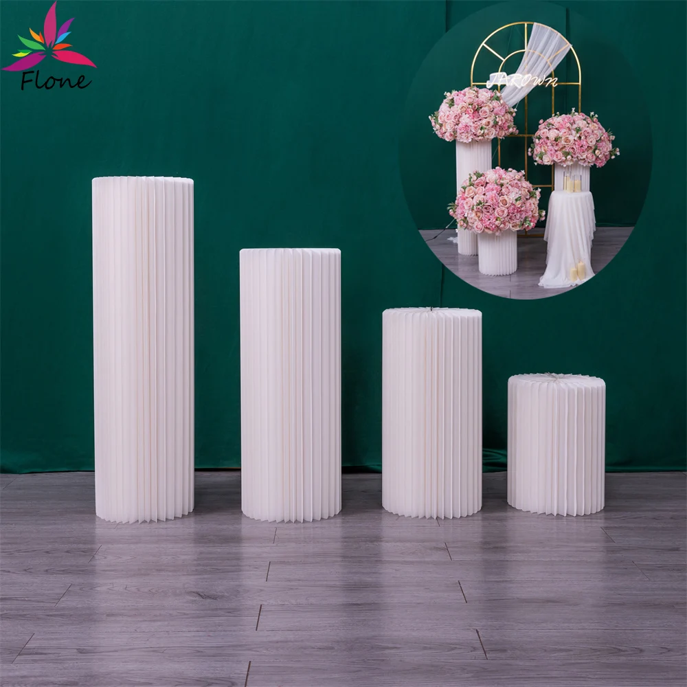 40/60/80/100cm Origami Round Pillar Column Stand Christmas Cake Dessert Table Party Wedding Decoration Props Can Bear 55kg