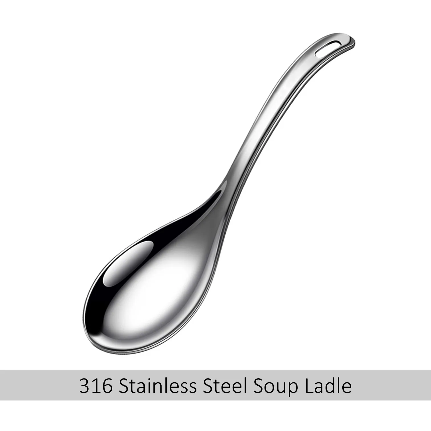 

99.9% Anti-bacterial Serving Spoon LFGB Certificated 316 Stainless Steel Soup Ladle Ergonomic Hadnle Anti-slip Scoop Tableware