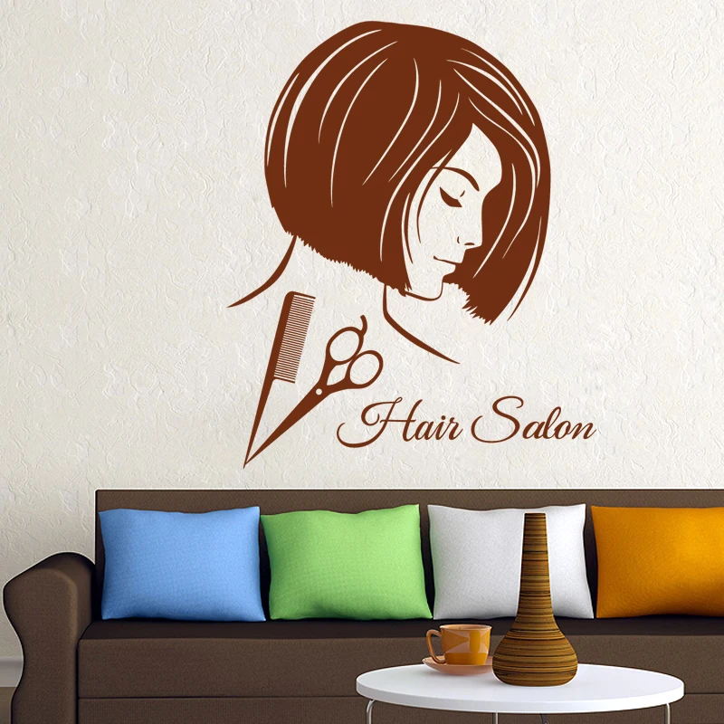 Hair Salon Wall Sticker Decal Vinyl Beauty Salon Scissor Window Decor Mural Glass Hairdresser 1001