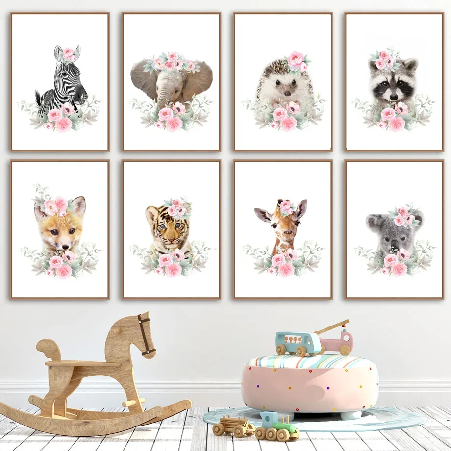 

Cute Animal Lion Elephant Fox Tiger Wall Art Canvas Painting Nordic Posters And Prints Pictures For Baby Kids Room Nursery Decor