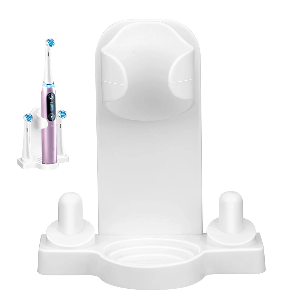 Wandbevestigde tandenborstelhouder compatibel met Oral B iO elektrische tandenborstel, tandenborstel opbergrek met 2 borstelkopstandaards
