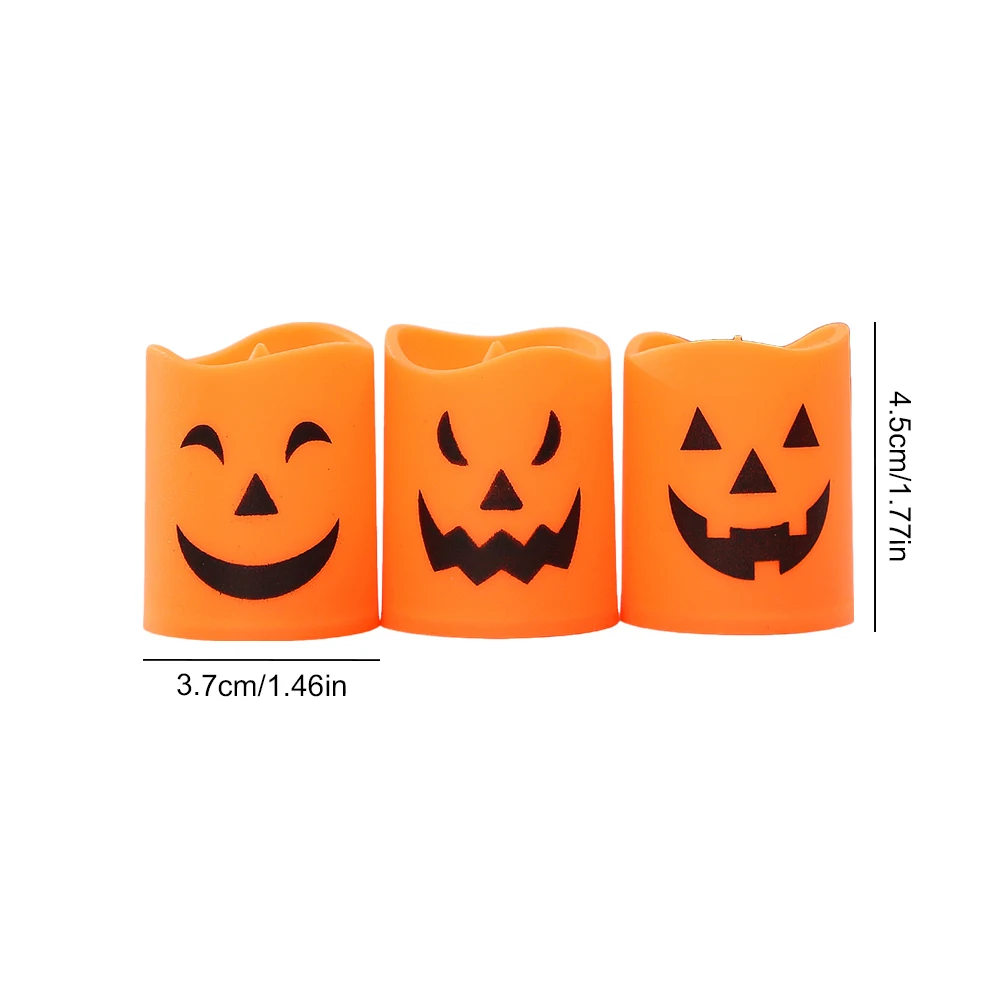 6Pcs Halloween Pumpkin Candle Light Flameless Desktop Pumpkin Lamp Pumpkin Atmosphere Lights Holiday Party Ornaments Props