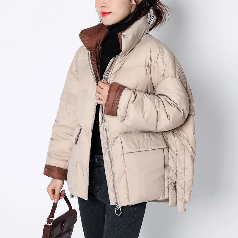 

Winter Women's Lightweight Down Jacket Korean Fashion Short White Warm Duck Streetwear Female R432