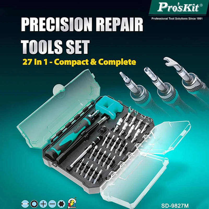 

Pro'skit 27-в-1 набор прецизионных ручных инструментов, гаечный ключ, никель плюс размагничиватель, смешанный инструмент, инструменты для ремонта бытовой техники