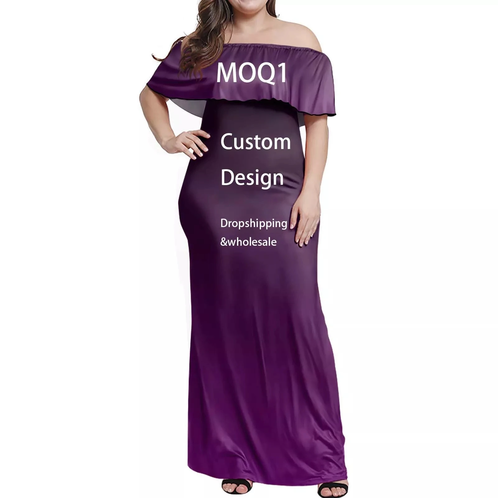 Dropshipping Polynesian Samoan Tribe Gradient Dress Printed Lotus Strapless Long Dress Print On Demand Ladies Sexy Summer Dress