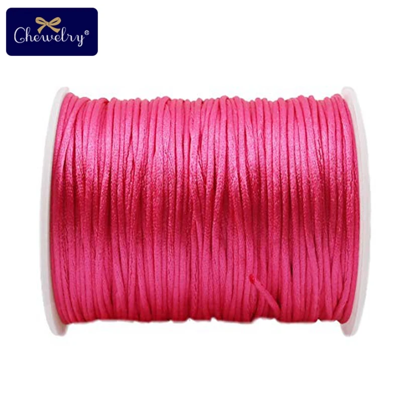 Lassen Sie uns 1pc 1mm 80m Satin Seide Seil Nylons chnur bunte Baby Beißring Zubehör Beiß kette Halskette Rattail Schnur DIY Werkzeug Spielzeug machen – Detail 22