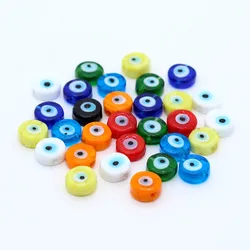 10pcs 10mm Mix Color Evil Eye Lampwork Beads For Jewelry Making Loose Spacer Flat Round Murano Glass Bead DIY Bracelet Necklace