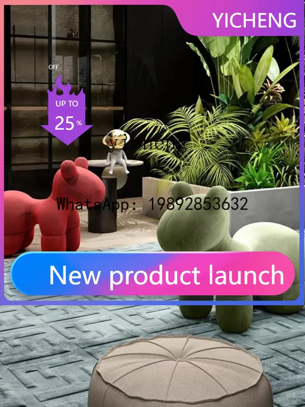 Silla Pony de Diseño Nórdico para Niños, Asiento de Felpa de Lana con Forma de Dibujos Animados, Sofá de Algodón