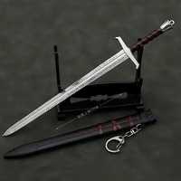 Arthur Pendragon Swords Medieval Katana Samurai Sword Uncut Blade Model Peripheral 22cm Keychain Collections Toys Dolls Gifts