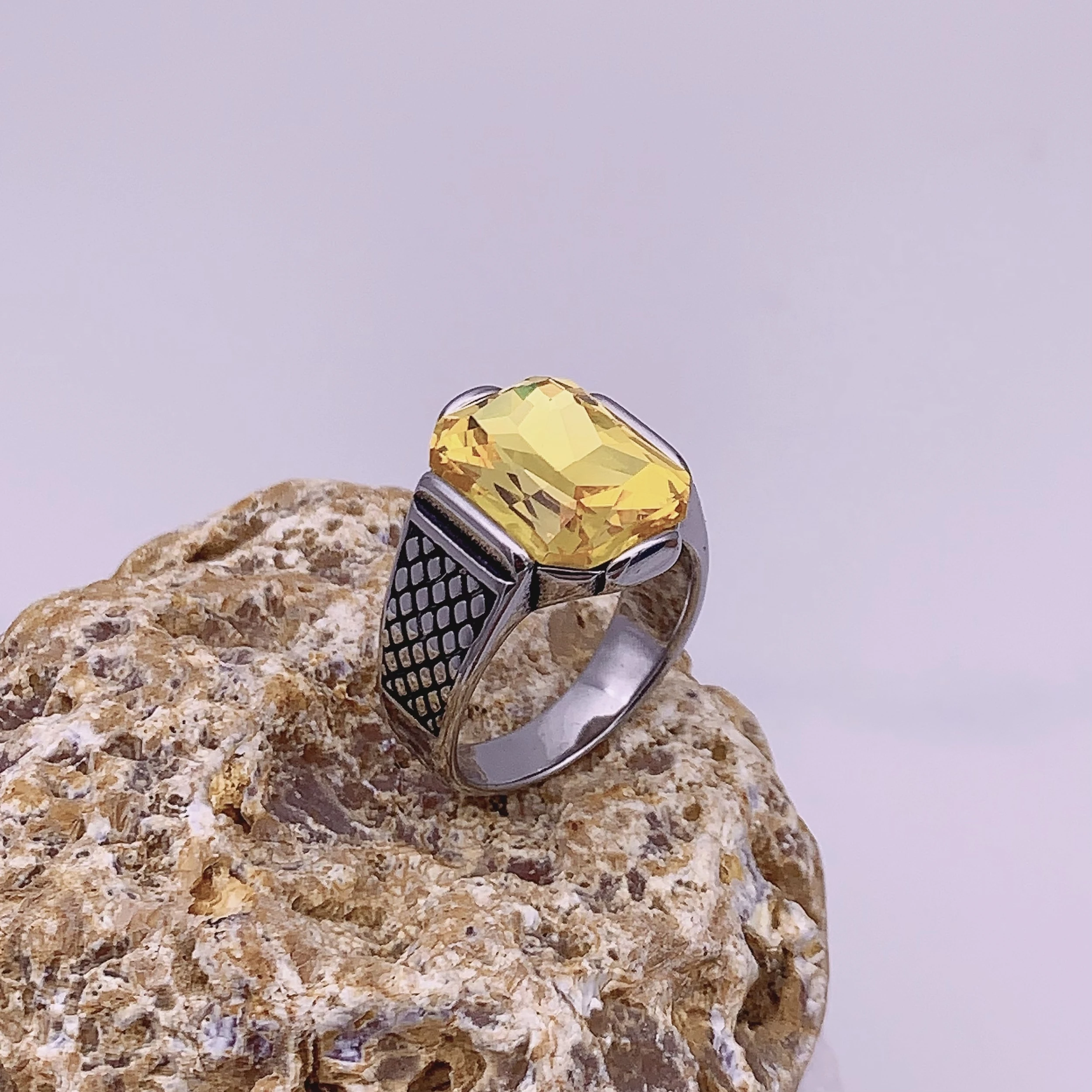 Men's High Quality Stainless Steel Onyx Gemstone Ring