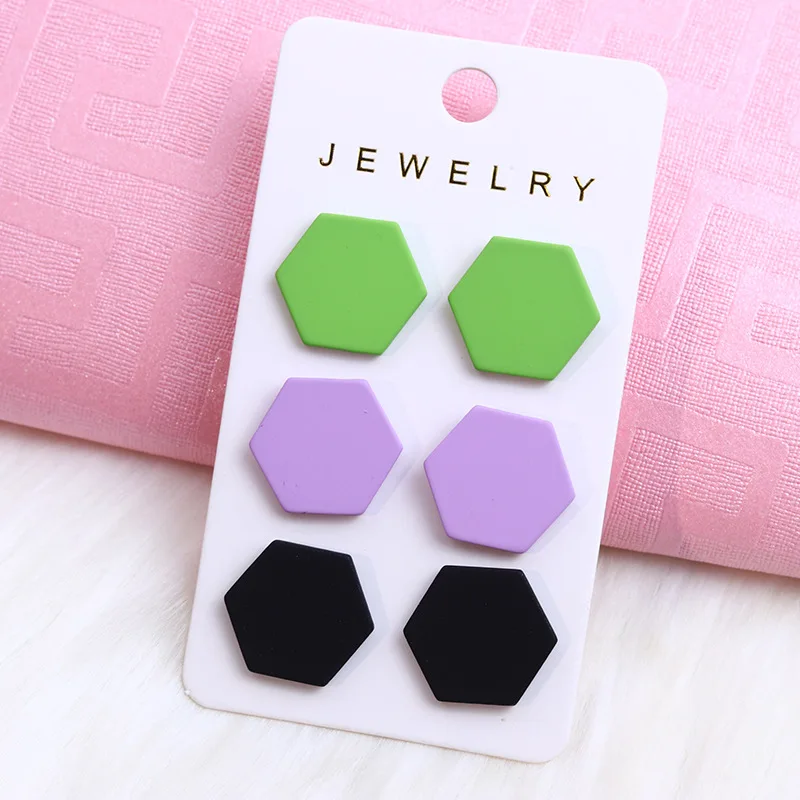 New Valentine\'s Day Earring Set Fashion Colorful Round Hexagonal Love Acrylic Earrings For Women Jewelry Gift