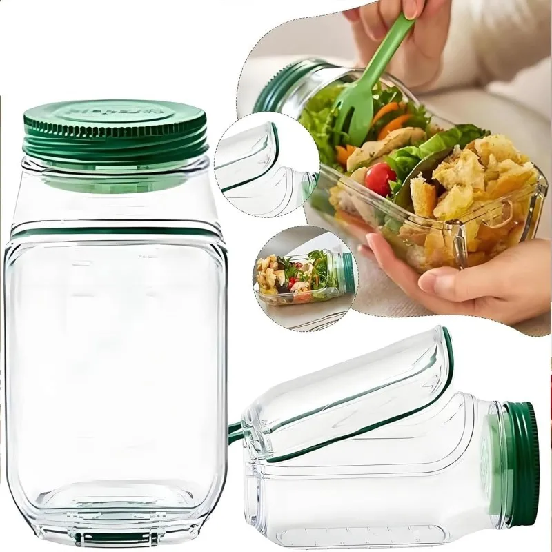 

Portable Plastic Salad Pod All-In-One Container with Leak Proof Oats Container Reusable Keep Fresh Fresh Salad for Kitchen Home