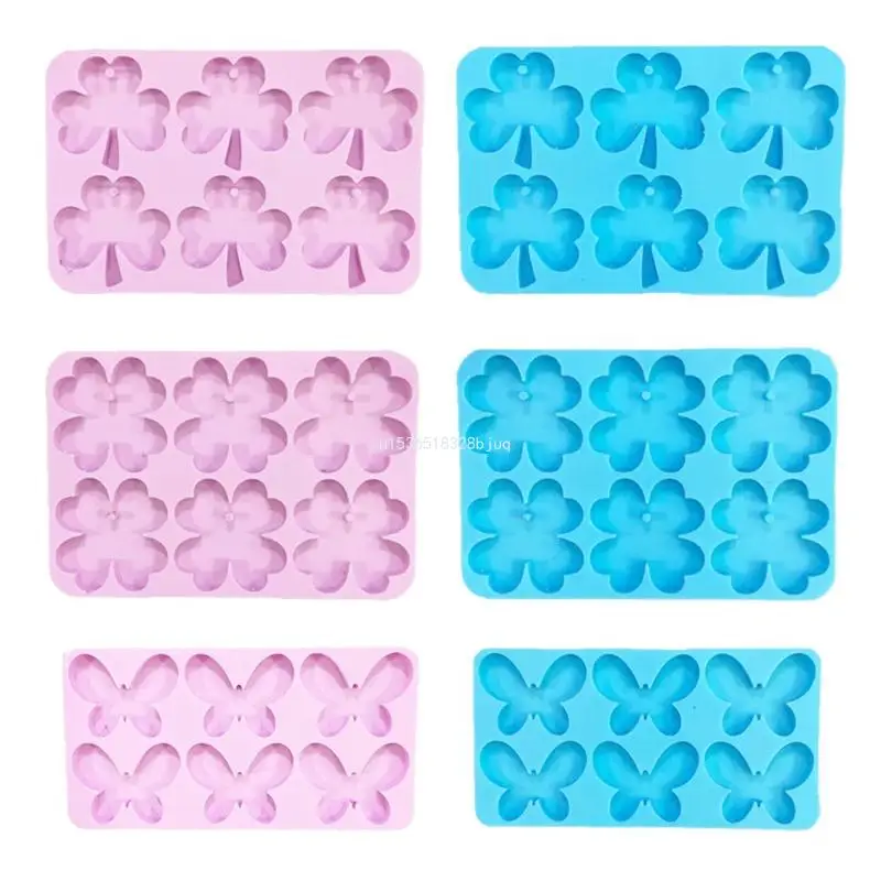 3Pieces Shamrock Silicone Molds for Butterfly Dangle Earring Mold Four-Leaf Clov Dropship