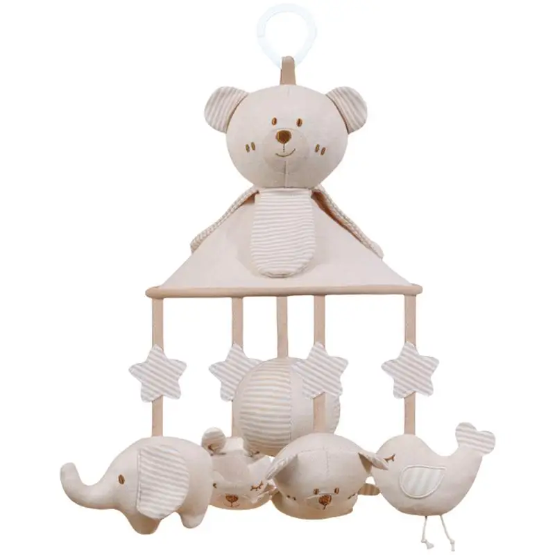 Bear Crib ponsel hewan lucu pembibitan Mobile untuk Crib ramah kulit Crib Mobile Spinner dengan menenangkan Lullaby untuk anak perempuan 0-6