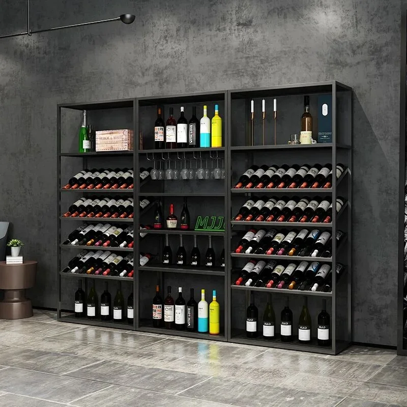 Wine Bottle Household Wine Rack Bar Floor Cabinet Storage Metal Shelf Black White Rack Stand for Wine Display