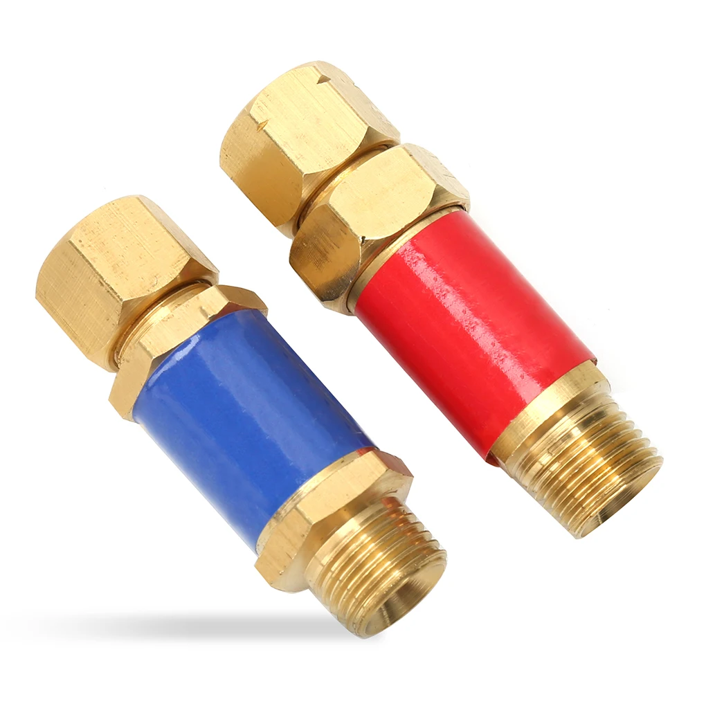 2 Pieces Oxygen Flashback Arrestor 9/16 Inch-18 UNF Portable Brass Welding Torch End Welder Accessories Spare Parts