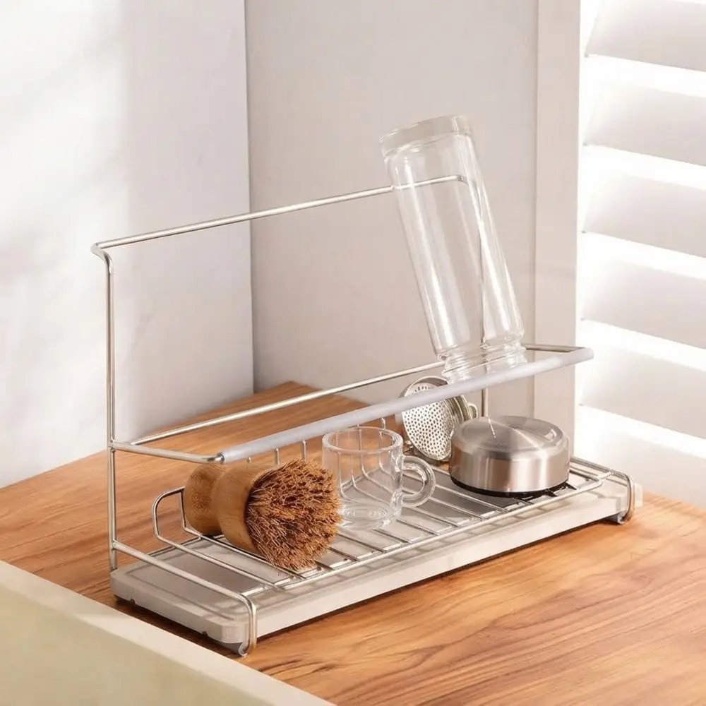 Stainless Steel Double-layer Water Cup Rack Anti-Fall Saving Space Cup Drying Rack Large Capacity Cup Organizer Desktop