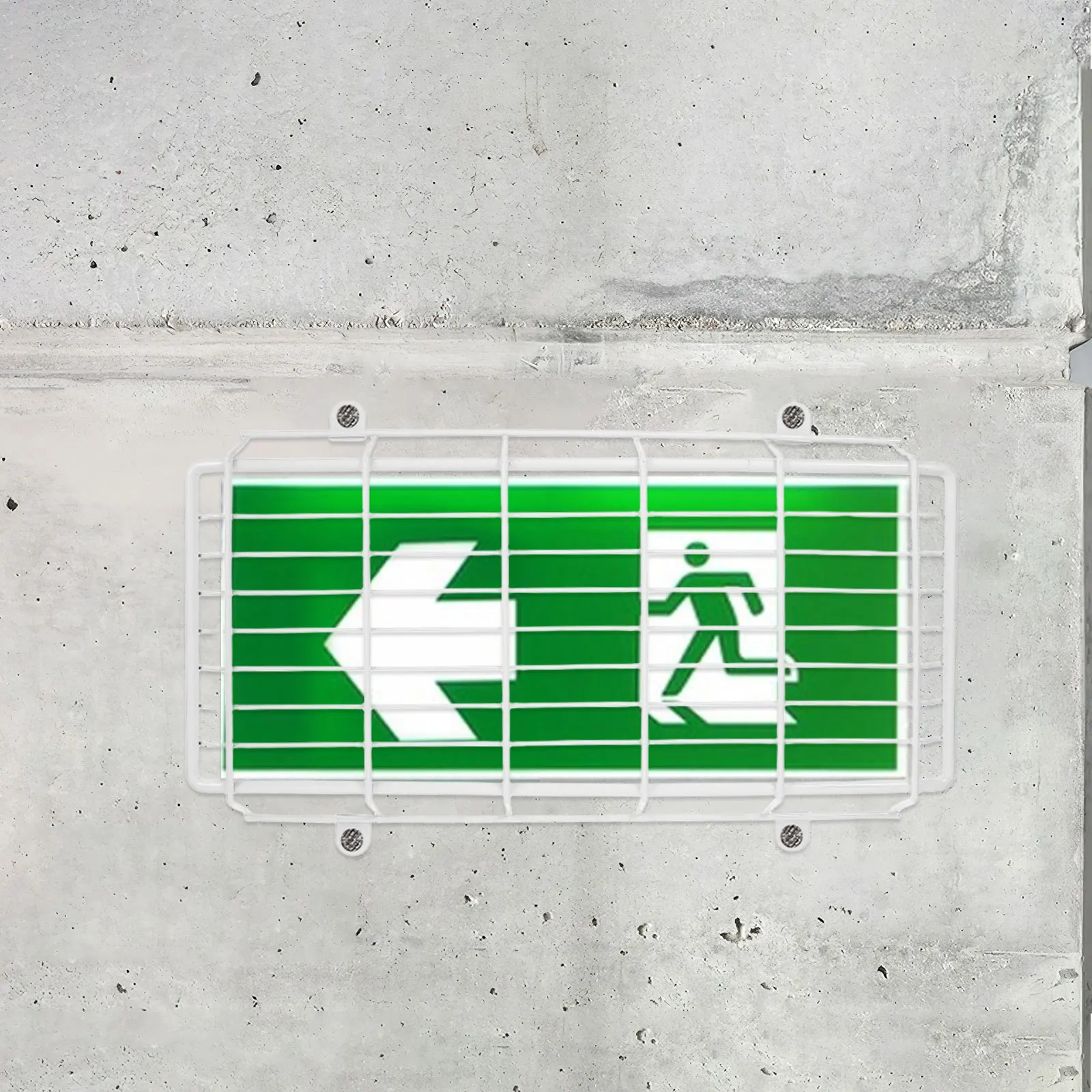 

Durable Iron Exit Sign Protective Wall Mounted Emergency Light Guard With Screw Holes For Gyms Offices Malls Wire Mesh Guard
