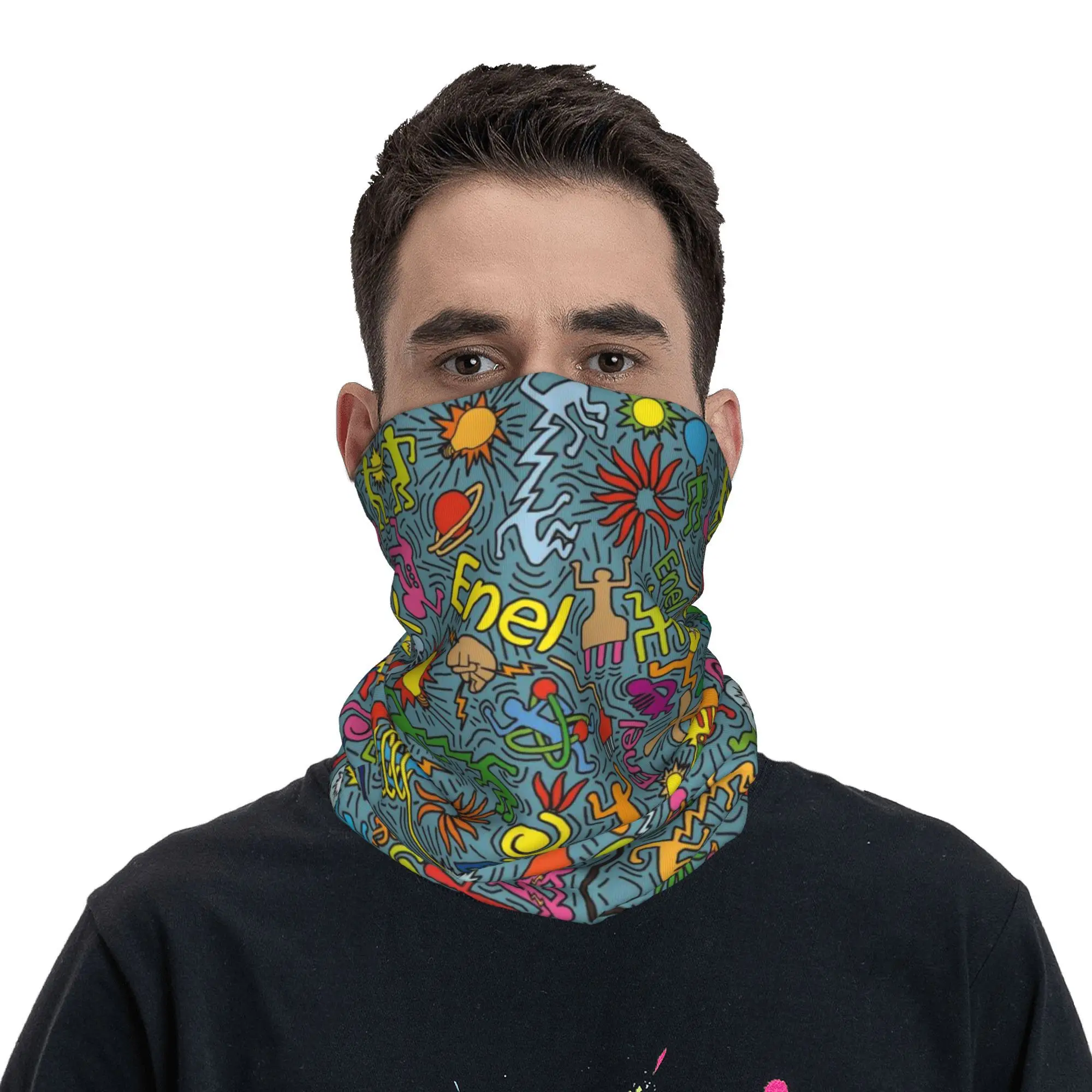 Haring-Bandana Géométrique Coloré pour le Visage, Bande de Sauna, Chauffe-Cou, Randonnée, Camping, Hiver