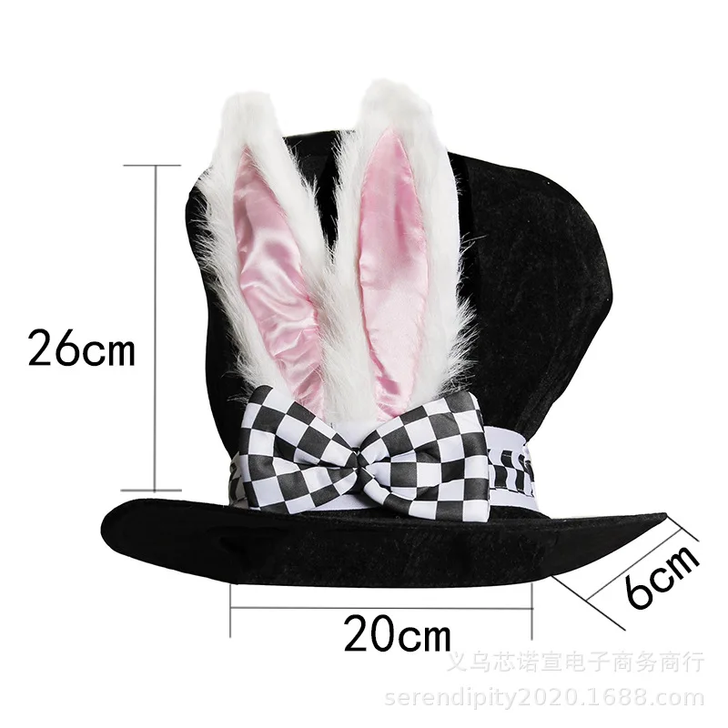 Adult Easter Velvet Rabbit Ear High Top Hat Glasses Bow Tie Gloves Clock Suit Easter Party Dress Up Cosplay Set