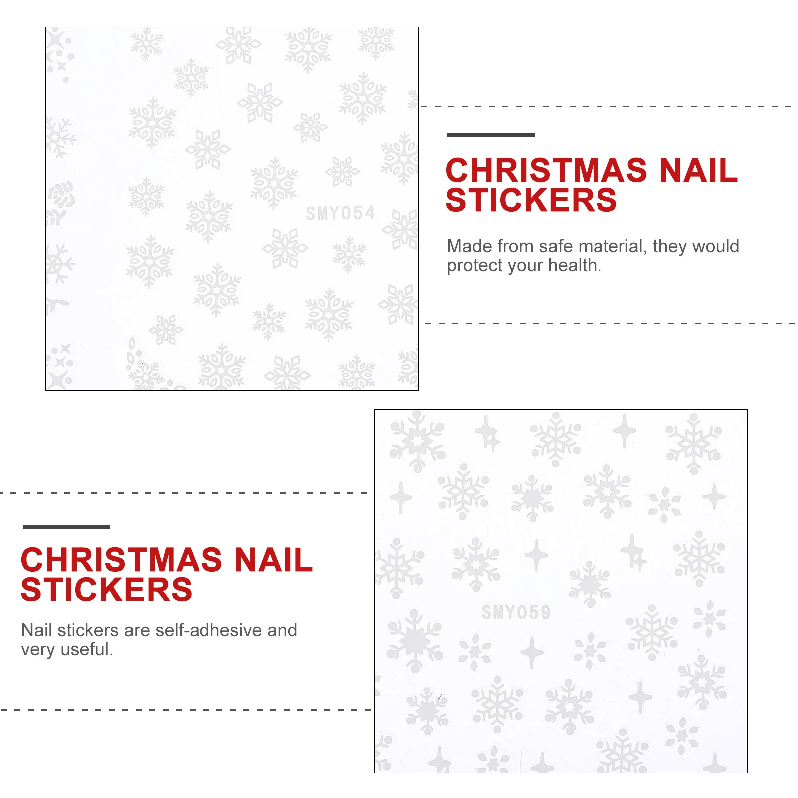 

3 Sheets Girl Nail Art Stickers Christmas Decor Decals Transfer Decoration Snowflakes