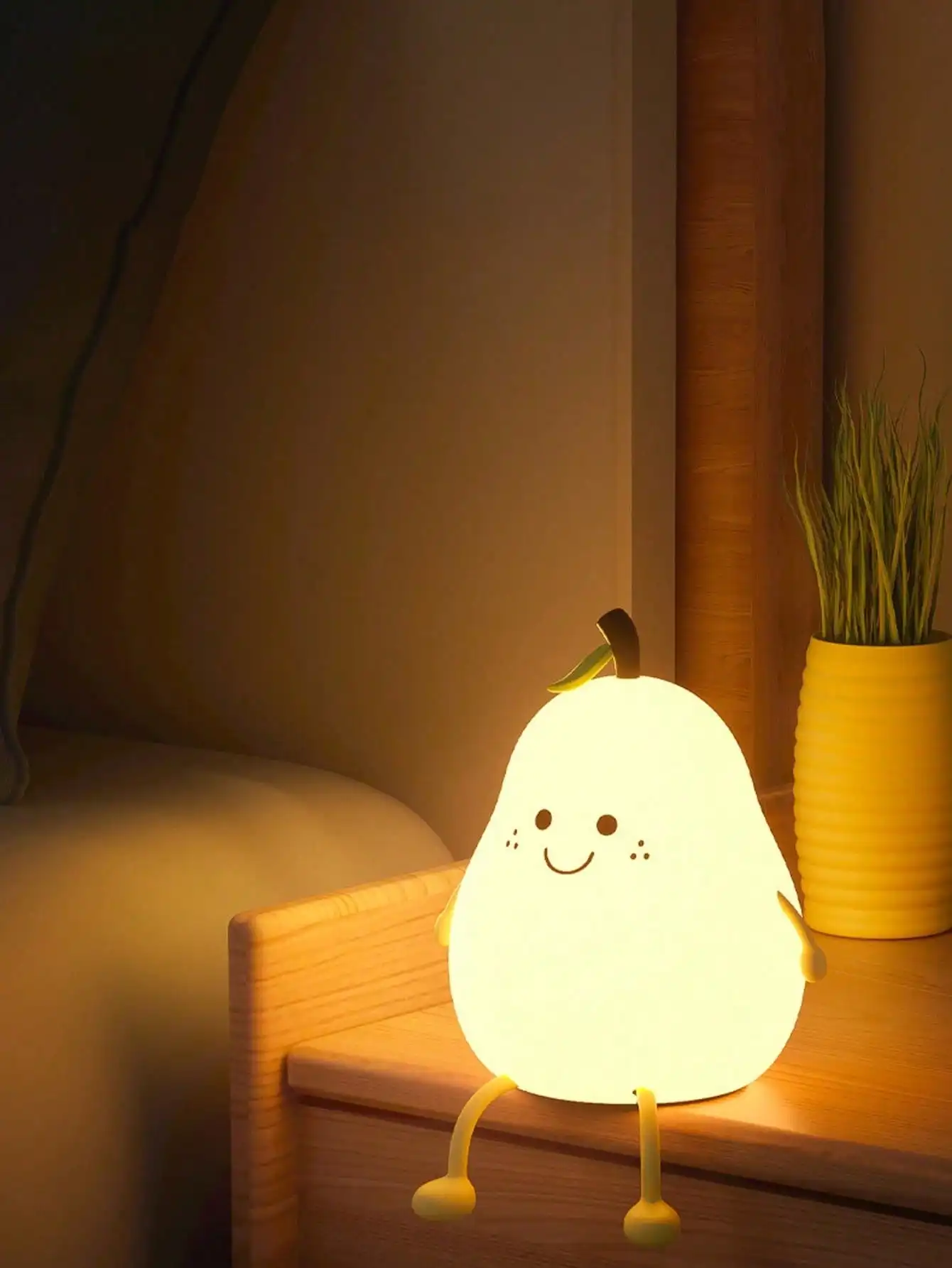 Pear-Shaped LED Night Light | Touch Dimmable | USB Rechargeable | Multi-Color Gift Light