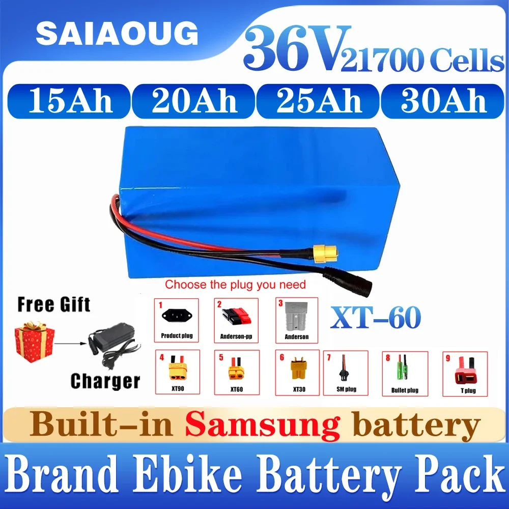 

100% Original Brand 36V Battery Pack 250W 1000W 2000W High Power Battery 25Ah 30Ah Ebike Electric Bike 50ABMS+Charger Bafang