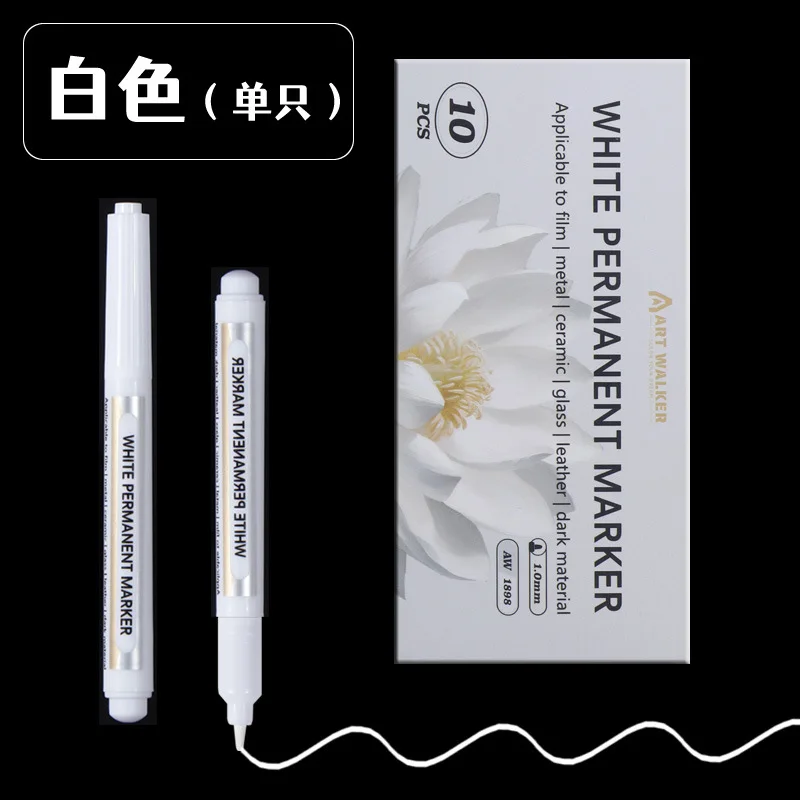 5/10/15 Pcs Permanent 1mm Tip White Marker Pens - For Metal, Wood, Plastic, Ceramic & More -Office Stationery & School supplies.