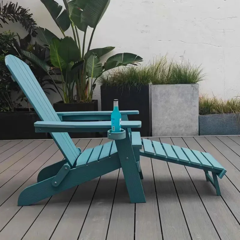 Foldable Adirondack Lounge Chair, Weather Resistant Outdoor Deck Seat for American Villa Garden Beach Relaxation