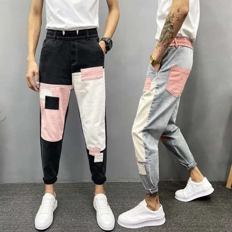 

Spring Autumn Baggy Jeans Men Harajuku Hip Hop Popular Streetwear Designer Brand Harem Pants splice Casual Trousers Clothing