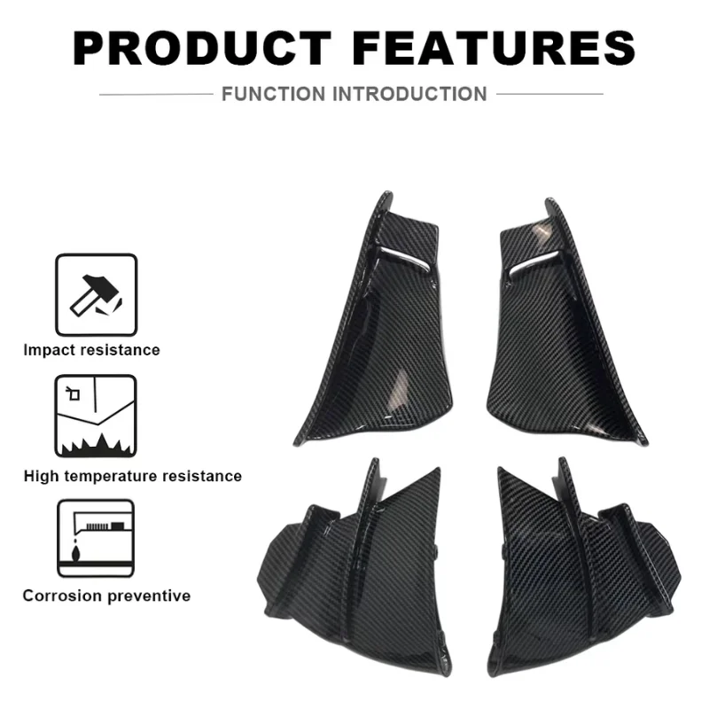 Motorcycle Fixed Wing Spoiler Fairing for DUCATI PANIGALE V4 V4S V4R 2018 2019-2022 4PCS Black Carbon Paint Aerodynamic Winglets