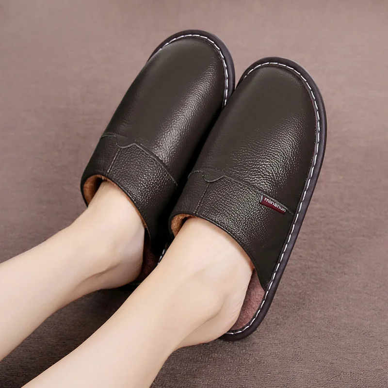 Брендовые домашние кожаные тапочки для мужчин и женщин