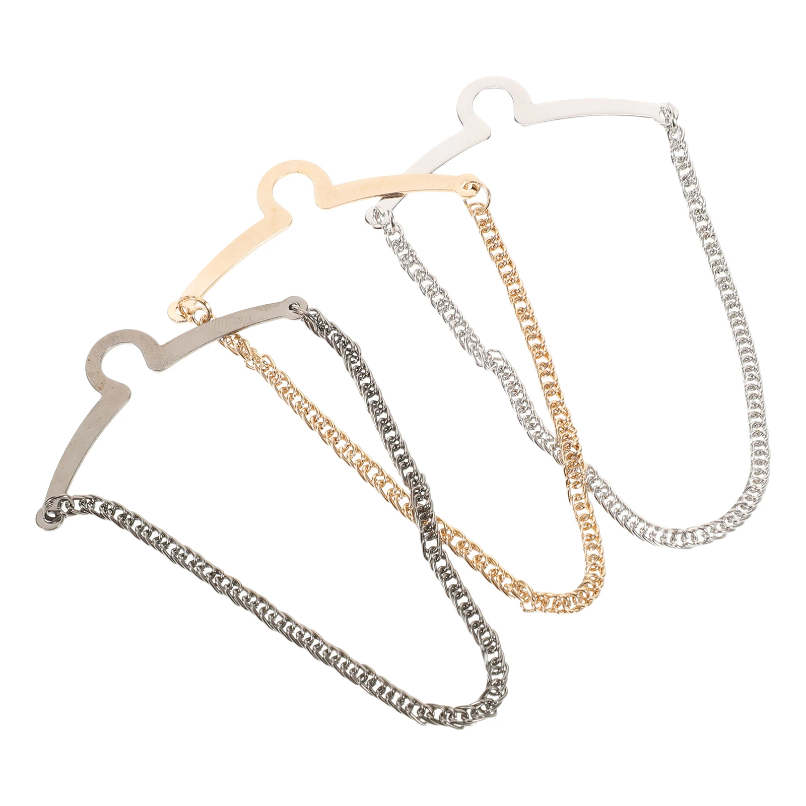 3 Pcs Tie Chain Copper Clips Business Collar Pins Accessories for Neckties Men Man