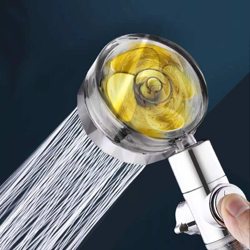 Hot Shower Head Water Saving Flow 360 Degrees Rotating With Small Fan ABS Rain High Pressure Spray Nozzle Bathroom Accessories