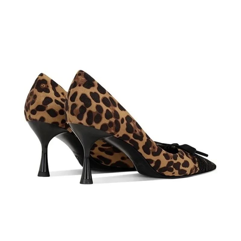 ファッションヒョウの靴女性 2025 セクシーなポインテッドトゥの女性のハイヒールドレスパンプス女性スリップオン薄いかかとの靴女性 Zapatos
