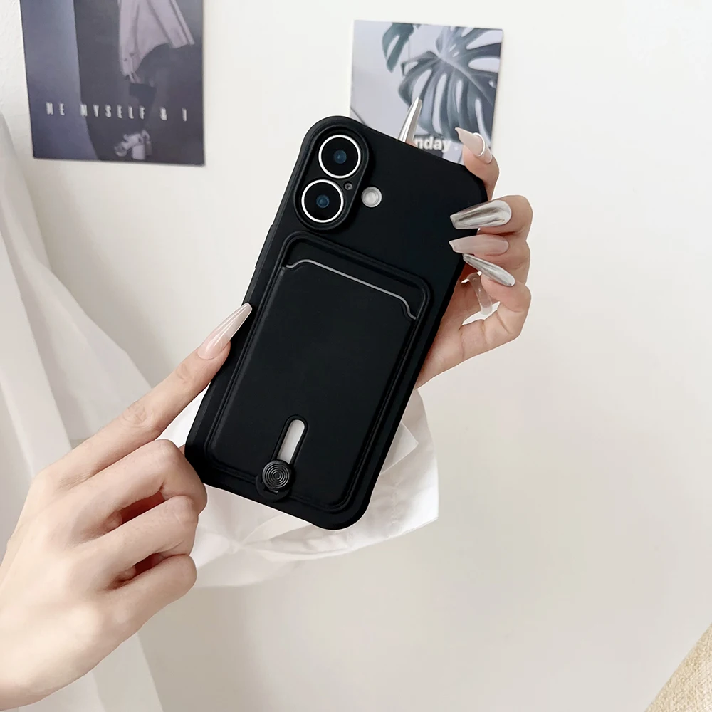 Weiche Silikon-Kartenhalter-Brieftaschen-Handyhülle für iPhone 17 16 16e 15 14 Plus 13 12 Mini 11 Pro Max Plus mit Kameraschutzabdeckung – Detail 17