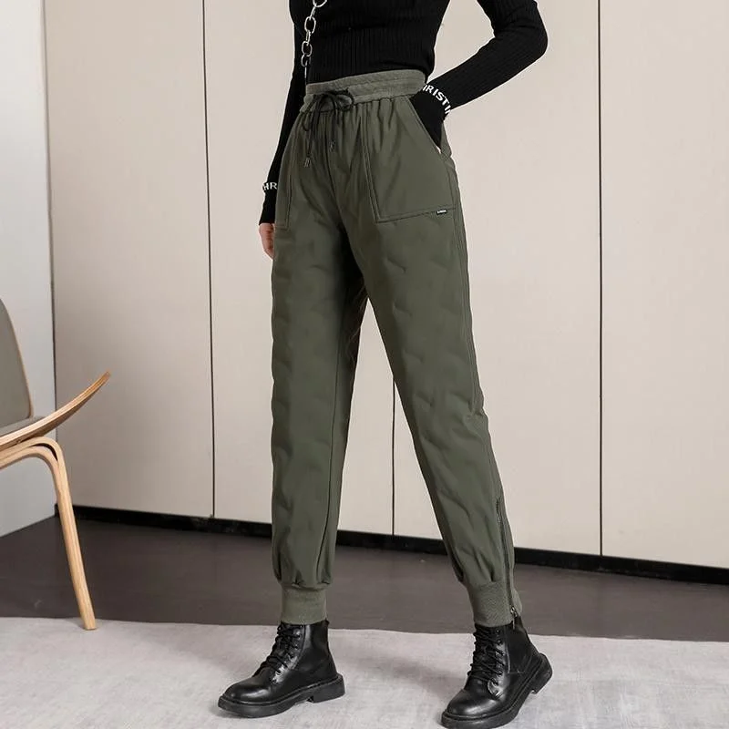 

Женские хлопковые брюки Silklike Fce Lined Thi с высокой талией, прямые брюки для рабочей одежды с семью/девятью дюймов, осень-зима, тонкие...