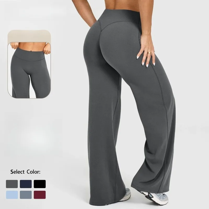 

Дышащие прямые брюки для йоги в тренажерном зале, обнаженные брюки из ультрамягкой масляной ткани, женские спортивные брюки для пилатеса со средней талией