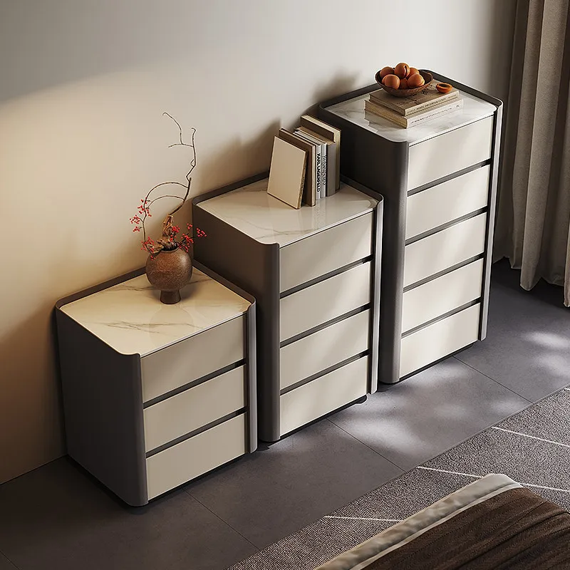 Simple modern black and white gray solid wood chest of drawers bedroom home storage locker room three or four bucket chest of dr