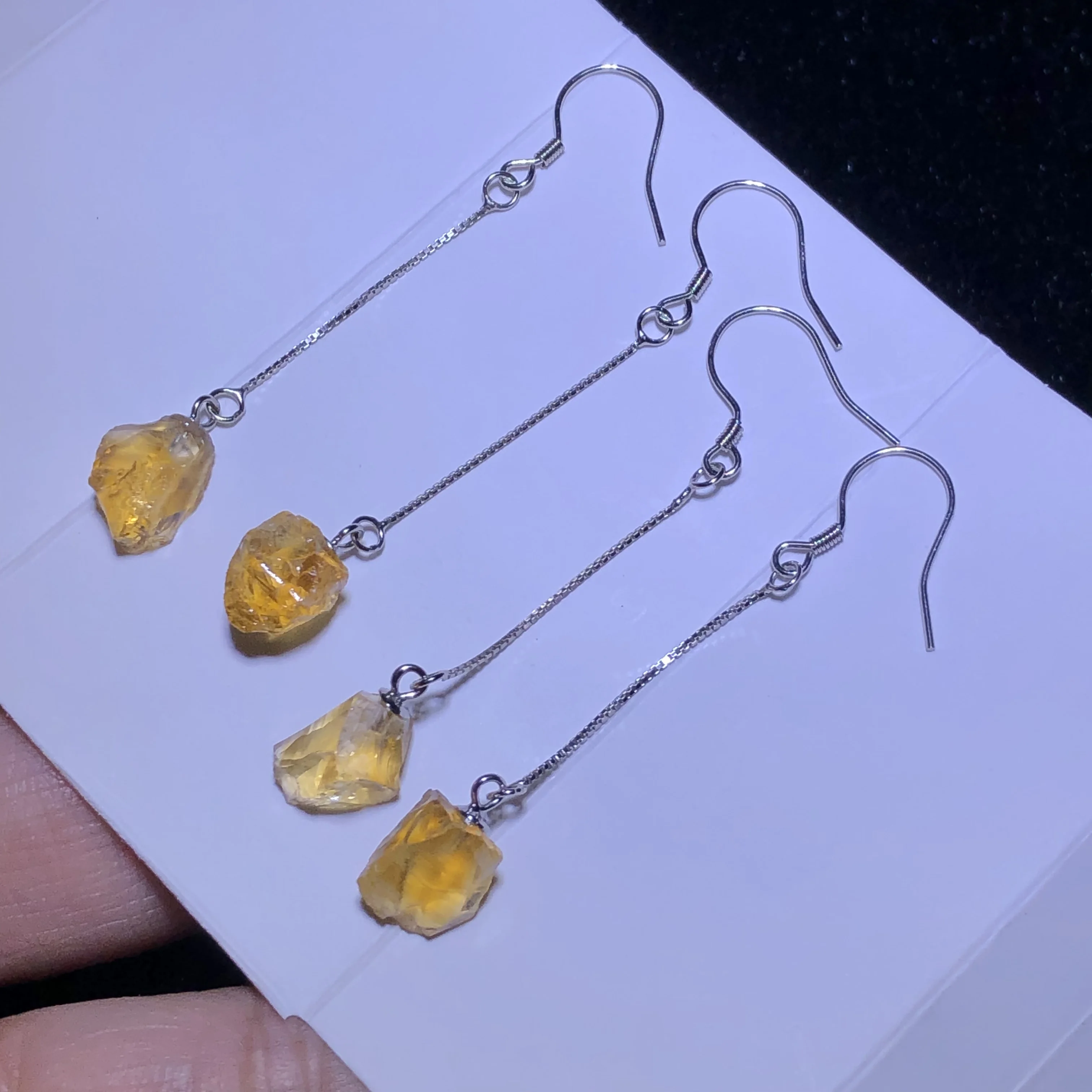

1 Pair Fengbaowu Natural Raw Rough Citrine Earring 925 Sterling Silver Crystal Healing Stone Fashion Jewelry Gift Women