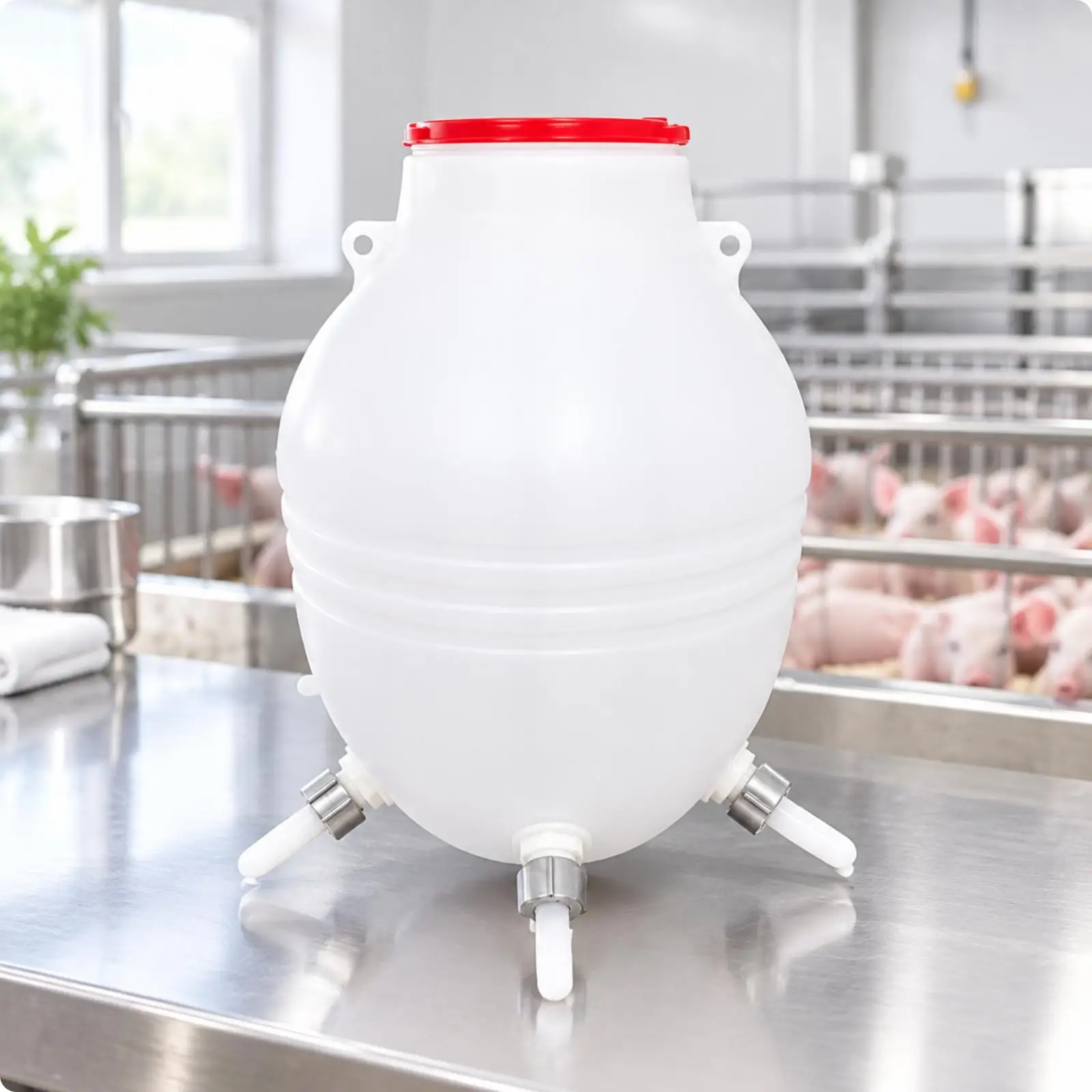 8L Lamb Nursing Bottle Round Barrel Feeder with Silicone Nipples for Newborn Piglets Young Animals on Farm