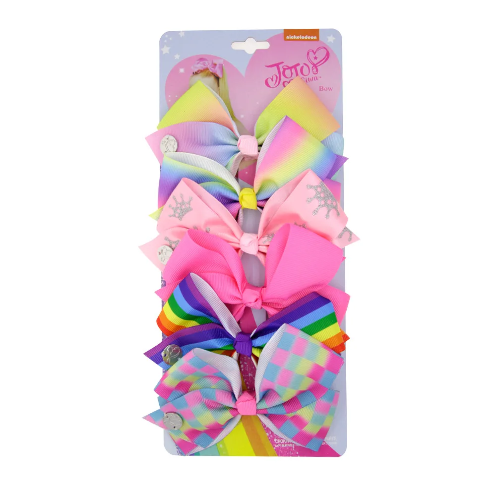 6-piece Set of Children\'s Fashionable Hair Clips Girls\' Tails Bows Colorful and Beautiful Headwear Hair Clips Hair Accessories