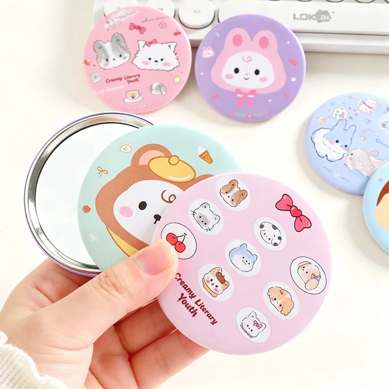 20 Pcs  Cartoon Kawaii Animal Panda Portable Mini Makeup Pocket Round Metal Mirror, Sweet For Women ,Girl,Wholesale ,Nice Gift
